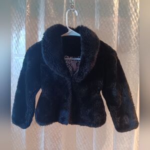 Black Faux Fur Kids Jacket Size 6 Preowned